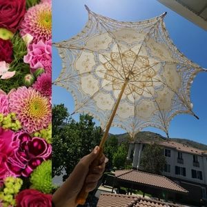 Antiqued Battenburg Lace Parasol  Standard Size